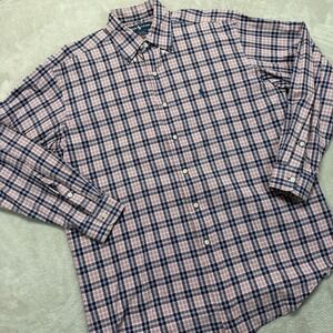 Ralph Lauren Shirt Men's Medium Blake Scotch Plaid Pink Navy Button‎ Down Cotton